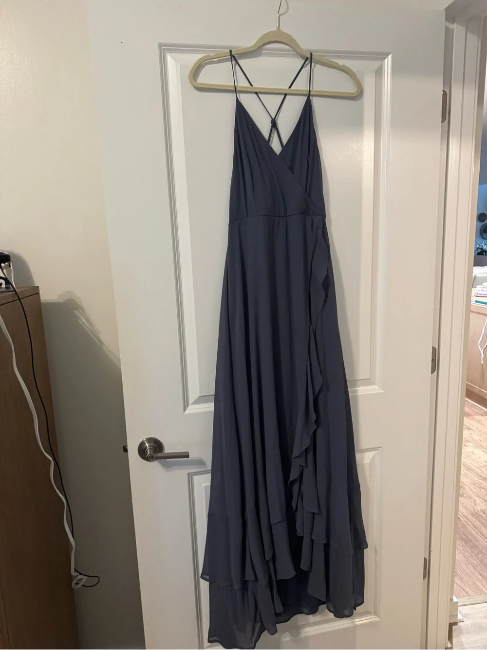 Elegant Slate Blue Spaghetti Strap Maxi Dress LULU in love forever dress - Picture 4 of 7